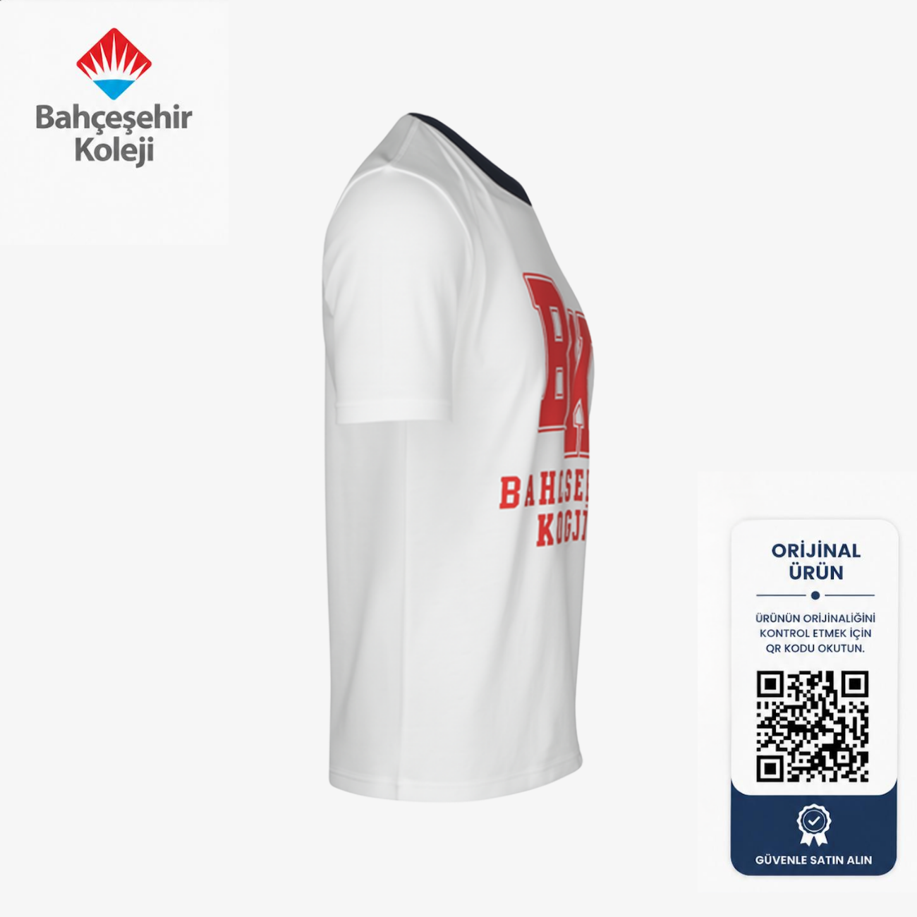 BK Spor Yaka T-Shirt Beyaz