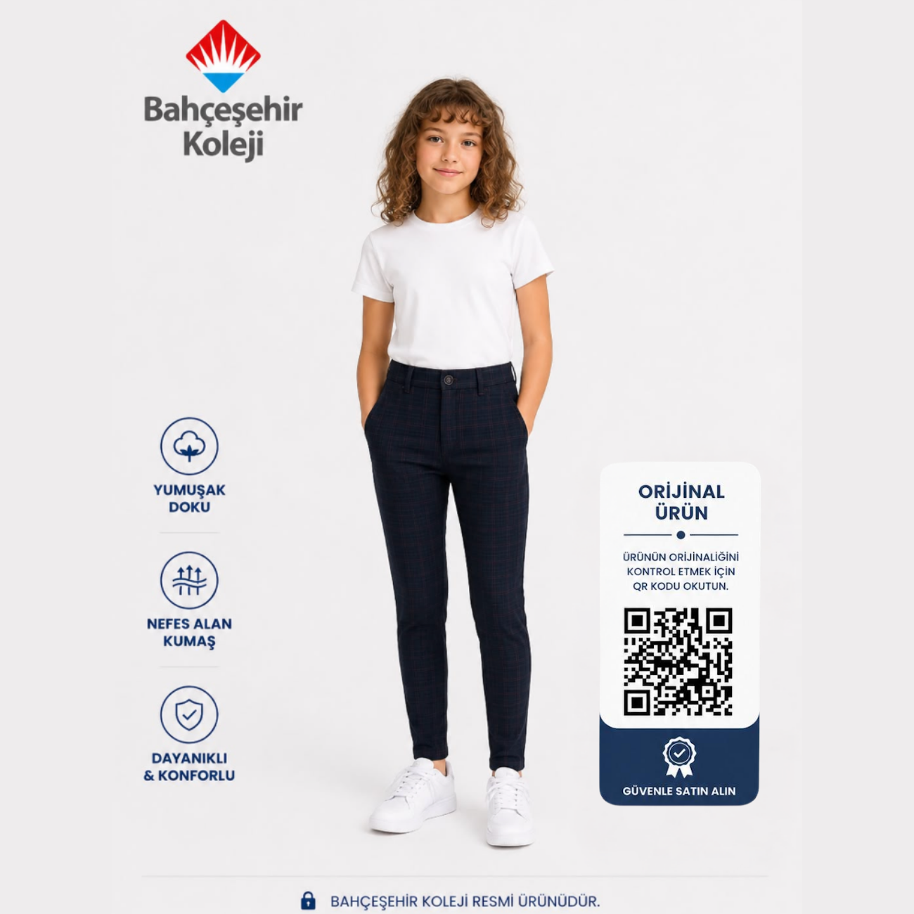 BK Academy Kız Ekose Pantolon