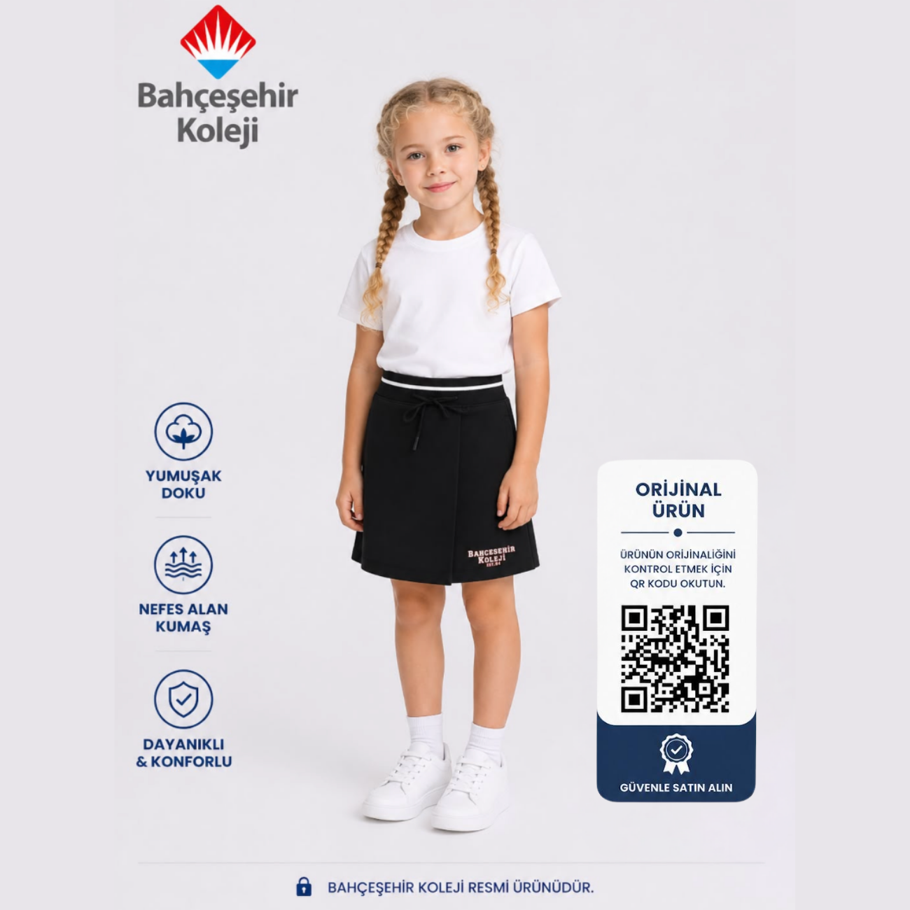 BK Campus Uniform Skort Dark Blue (Şort Etek)