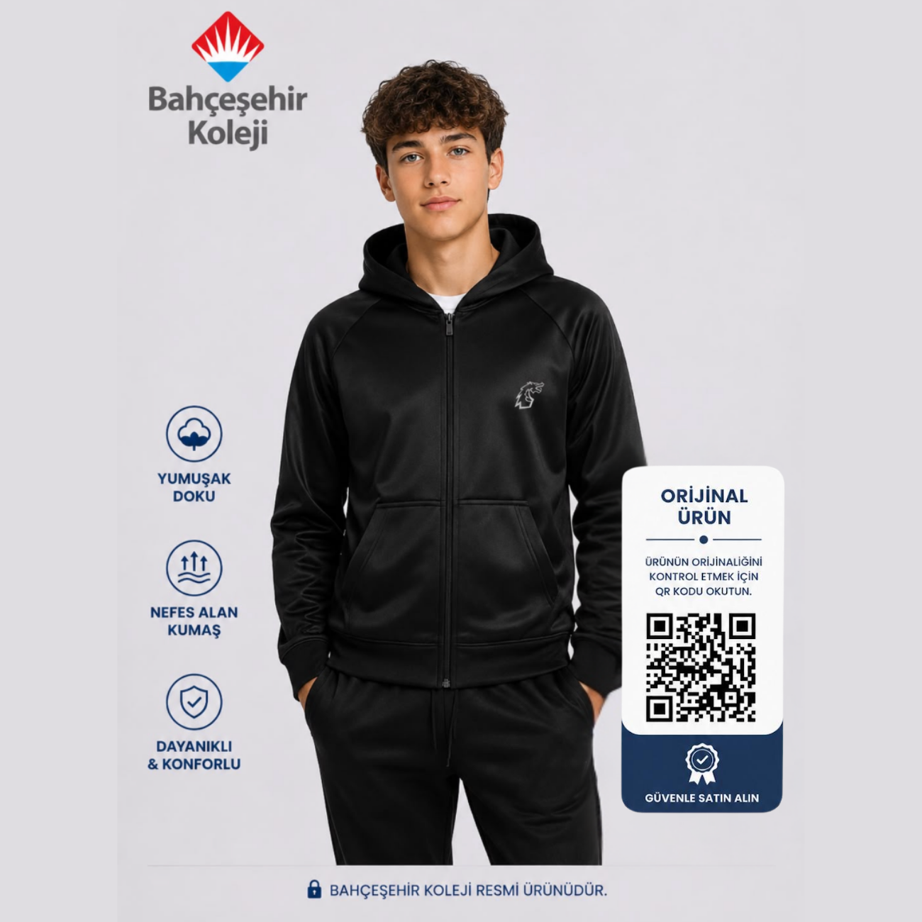 BK Zip-Up Tracksuit Siyah