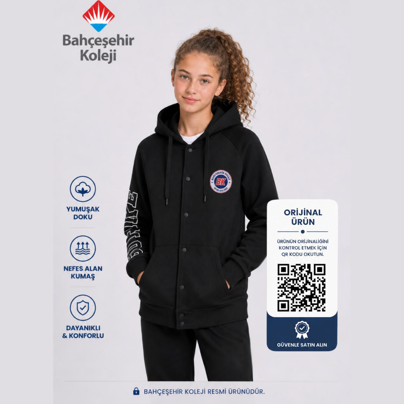 BK Hoodie&College Jacket Siyah