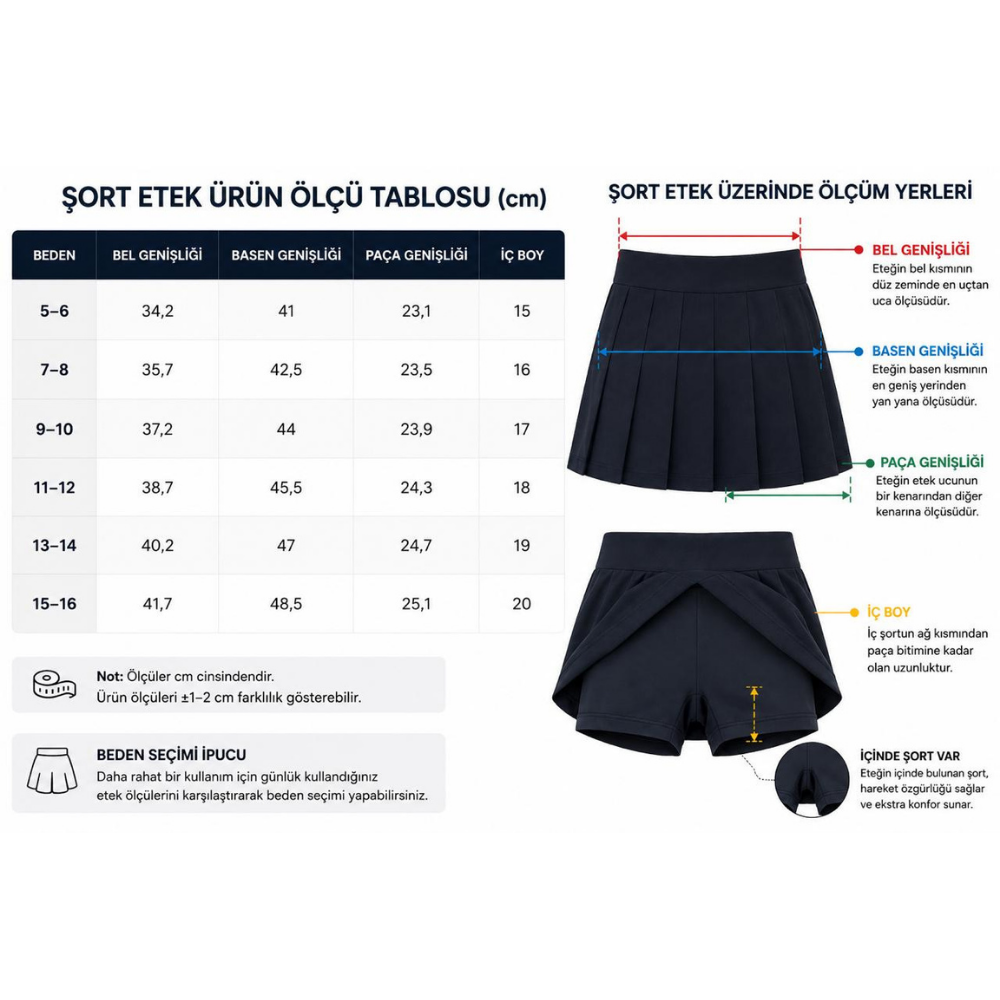 BK Campus Uniform Skort Dark Blue (Şort Etek)
