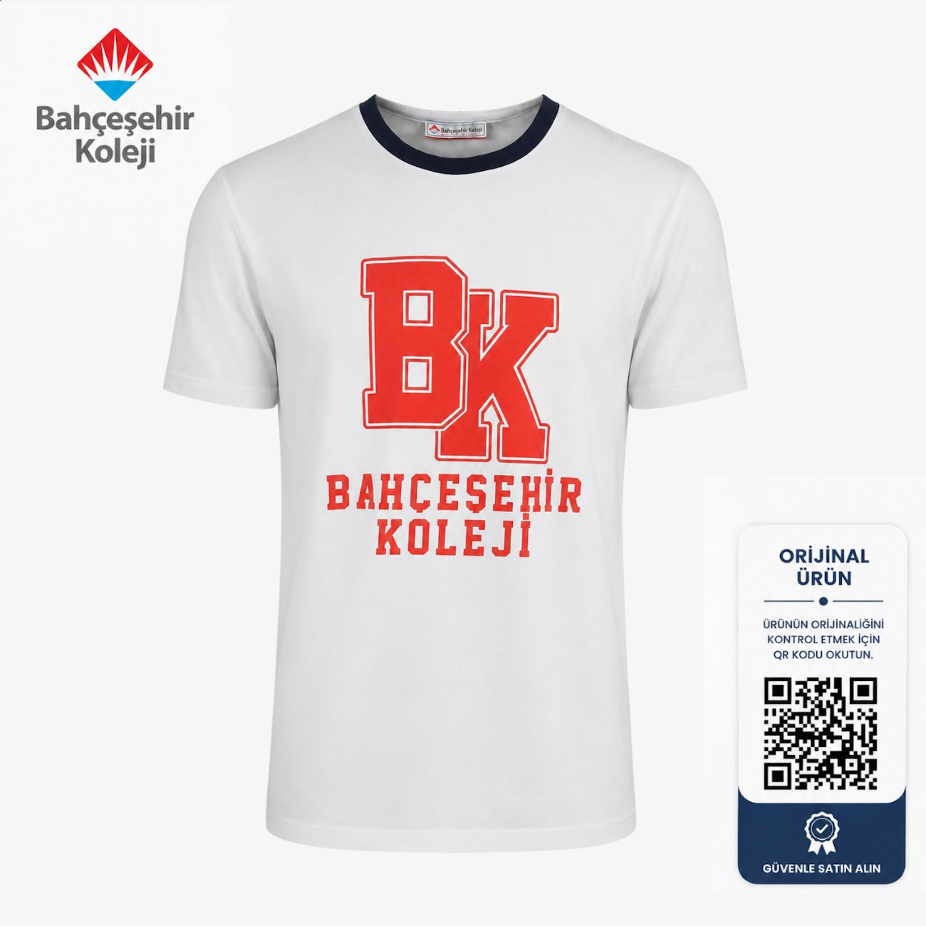 BK Spor Yaka T-Shirt Beyaz
